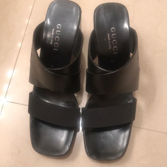 gucci black leather sandals